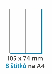 Předsekané papírové etikety: S POTISKEM - 105x74 mm - (8ks na archu)