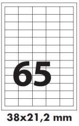 Předsekané papírové etikety: S POTISKEM - 38x21,2 mm - (65ks na archu)