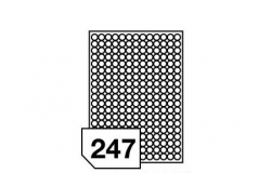 Předsekané papírové etikety: S POTISKEM - kulatá pr.14mm - (á 247ks)