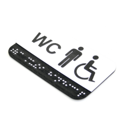 CEDULKA NA DVEŘE PRO NEVIDOMÉ (Braillovo písmo) - WC muži+BEZBARIÉROVÉ - 100x60 mm