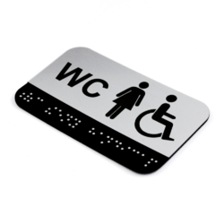 CEDULKA NA DVEŘE PRO NEVIDOMÉ (Braillovo písmo) - WC ženy+bezbariérové - 100x60 mm
