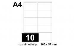 Předsekané papírové etikety: BEZ POTISKU - 105x57 mm (10ks na archu)
