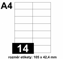 Předsekané papírové etikety: S POTISKEM - 105x42,4 mm - (14ks na archu)