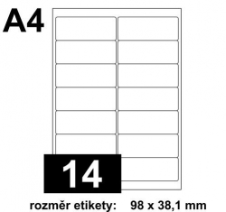 Předsekané papírové etikety: BEZ POTISKU - 98x38,1 mm - (14ks na archu)