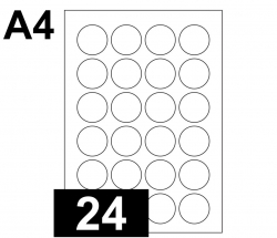 Předsekané papírové etikety: S POTISKEM - kulatá pr.45 mm - (á 24ks)