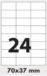 Předsekané papírové etikety: BEZ POTISKU - 70x37 mm - (24ks na archu)