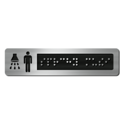CEDULKA NA DVEŘE PRO NEVIDOMÉ (Braillovo písmo) - Sprchy MUŽI - 105x25mm