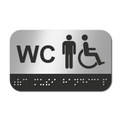 CEDULKA NA DVEŘE PRO NEVIDOMÉ (Braillovo písmo) - WC muži+BEZBARIÉROVÉ - 100x60 mm